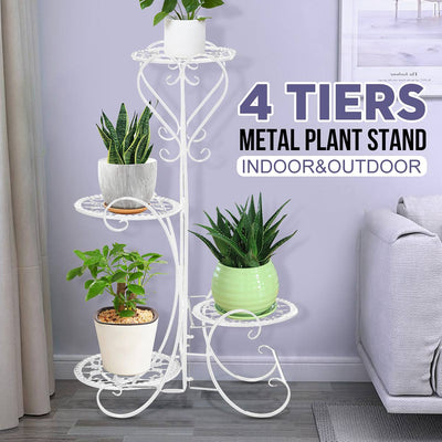 4 Tier Metal Shelves Flower Pot Plant Stand