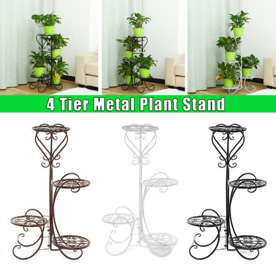 4 Tier Metal Shelves Flower Pot Plant Stand