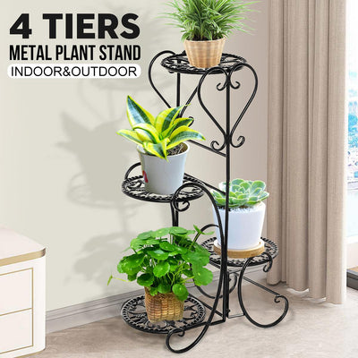 4 Tier Metal Shelves Flower Pot Plant Stand